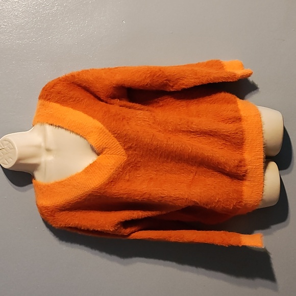 Emory Park women's orange fuzzy soft oversized small sweater - Picture 7 of 16